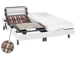 DREAMEA Elektrisch Relaxatiebed-Elektrisch Bed Bedbodem En Matras Lattenbodem En Contactplaatjes - Pandora Ii Van - Motor Okin - Wit - 2X80X200 Cm