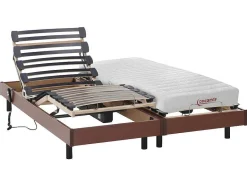 DREAMEA Elektrisch Relaxatiebed-Elektrisch Relaxbed Met Matras Met Latex-Instap Tyndare Van - Kersenhout - 2 X 80 X 200 Cm