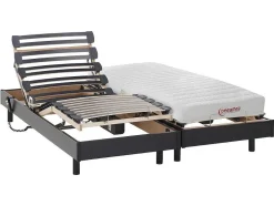 DREAMEA Elektrisch Relaxatiebed-Elektrisch Relaxbed Met Matras Met Latex-Instap Tyndare Van - Zwart - 2 X 80 X 200 Cm