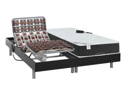 DREAMEA Elektrisch Relaxatiebed-Elektrisch Relaxbed Met Pocketveren En Vormgeheugenmatras Phanes Van - Okin Motoren - Zwart 2 X 90 X 200 Cm