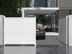 EXPERTLAND Hekjes & Poorten-Elektrische Draaipoort Van Aluminium L397 X H181 Cm Wit - Nazario