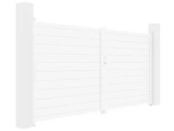 EXPERTLAND Hekjes & Poorten-Elektrische Draaipoort Van Aluminium L355 X H181 Cm Wit - Nazario