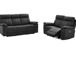 Vente-unique Bankstel 3+2-Elektrische Drie- & Tweezits Relaxbank Van Leer Isiris - Zwart