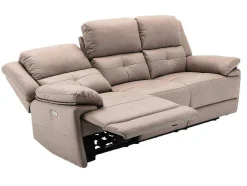 Vente-unique Elektrische Relaxbanken-Elektrische Driezits Relaxbank Van Stof - Taupe - Dolene