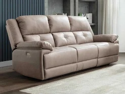 Vente-unique Elektrische Relaxbanken-Elektrische Driezits Relaxbank Van Stof - Taupe - Dolene