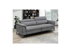Vente-unique Elektrische Relaxbanken-Elektrische Driezits Relaxbank Macari - Stof - Grijs