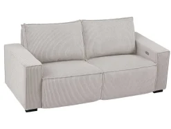 Vente-unique Elektrische Relaxbanken-Elektrische Driezits-Relaxhoekbank Van Lichtgrijs Ribfluweel Amelio