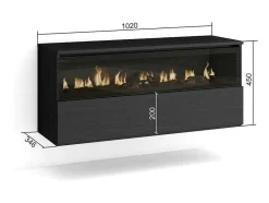 Skraut Home Haard-Elektrische Haard Led , 102X45X35Cm, 1 Opening, 1 Deur, Elektrische Haard, Hangend, Zwart