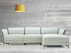 Vente-unique Elektrische Relaxbanken-Elektrische Hoekbank Rechts Van Lichtgrijze En Antracietgrijze Stof Geraldine