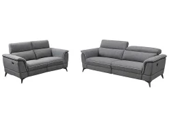 Vente-unique Bankstel 3+2-Elektrische Relaxbankstel 3+2 Macari - Stof - Grijs
