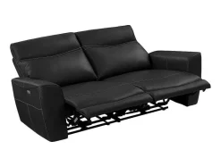 Vente-unique Set Zitbank + Fauteuil-Elektrische Relax-Driezitsbank En -Fauteuil Van Zwart Vaarsleer Damon