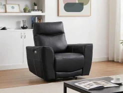 Vente-unique Set Zitbank + Fauteuil-Elektrische Relax-Driezitsbank En -Fauteuil Van Zwart Vaarsleer Damon