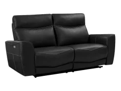 Vente-unique Set Zitbank + Fauteuil-Elektrische Relax-Driezitsbank En -Fauteuil Van Zwart Vaarsleer Damon