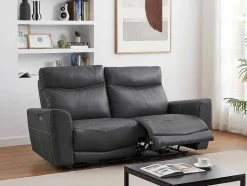 Vente-unique Elektrische Relaxbanken-Elektrische Relax-Driezitsbank Van Antracietgrijs Vaarsleer Damon