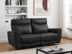 Vente-unique 2En 3-Zitsbank-Elektrische Relax-Driezitsbank Van Zwart Vaarsleer Damon