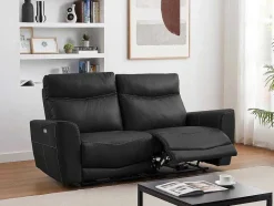 Vente-unique 2En 3-Zitsbank-Elektrische Relax-Driezitsbank Van Zwart Vaarsleer Damon