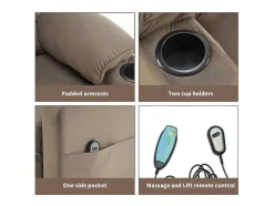 ModernLuxe Aanbiedingen: Zitbank & Fauteuil-Elektrische Relaxfauteuil - Met Thermische Massagefunctie - Voorzien Van 2 Bekerhouders En Afstandsbediening - Taupe