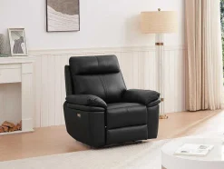 Vente-unique Relaxfauteuil-Elektrische Relax-Fauteuil Van Zwart Leer Mesola