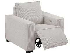 Vente-unique Relaxfauteuil-Elektrische Relaxfauteuil Van Lichtgrijs Ribfluweel Amelio