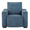 Vente-unique Relaxfauteuil-Elektrische Relaxfauteuil Met Bekleding In Blauw Ribfluweel Amelio