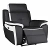 Vente-unique Relaxfauteuil-Elektrische Relaxfauteuil Van Leer Angelique - Zwart/ Wit