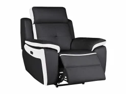 Vente-unique Relaxfauteuil-Elektrische Relaxfauteuil Van Leer Angelique - Zwart/ Wit