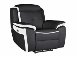 Vente-unique Relaxfauteuil-Elektrische Relaxfauteuil Van Leer Angelique - Zwart/ Wit