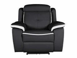 Vente-unique Relaxfauteuil-Elektrische Relaxfauteuil Van Leer Angelique - Zwart/ Wit