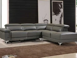 LINEA SOFA Elektrische Relaxbanken-Elektrische Relaxhoekbank Van Leer Pascaline - Antraciet - Hoek Rechts