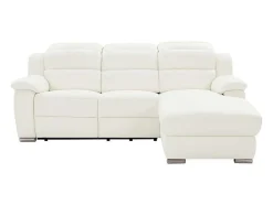 Vente-unique Aanbiedingen: Zitbank & Fauteuil-Elektrische Relaxhoekbank Met Hoek Rechts Van Wit Leer Arena Iii