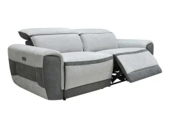 Vente-unique Elektrische Relaxbanken-Elektrische Relaxzitbank Met 3 Plaatsen In Lichtgrijze Stof Orietto