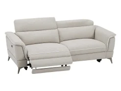 Vente-unique Elektrische Relaxbanken-Elektrische Relax-Zitbank Met 3 Plaatsen In Beige Stof Macari