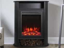 FLAMATECH Haard-Elektrische Sfeerhaard - Met Mantel - L84 X D33 X H111 Cm - Zwart - Mombacho