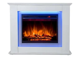 FLAMATECH Haard-Elektrische Sfeerhaard Nevado - Met Schoorsteenmantel - Leds - L100 X D27,5 X H82,5 Cm - Wit