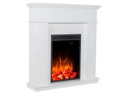 FLAMATECH Haard-Elektrische Staande Sfeerhaard Vesuvia - Met Schoorsteenmantel - L98 X D24 X H102,5 Cm - Wit