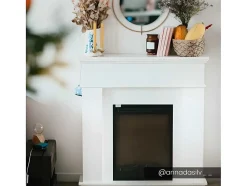 FLAMATECH Haard-Elektrische Staande Sfeerhaard Vesuvia - Met Schoorsteenmantel - L98 X D24 X H102,5 Cm - Wit