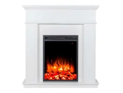 FLAMATECH Haard-Elektrische Staande Sfeerhaard Vesuvia - Met Schoorsteenmantel - L98 X D24 X H102,5 Cm - Wit