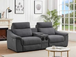Vente-unique Elektrische Relaxbanken-Elektrische Tweezits-Relaxzitsbank Van Grijze Stof Vereto