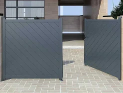 EXPERTLAND Hekjes & Poorten-Elektrische Vleugelpoort - Vol Aluminium - L350 X H160 Cm - Antraciet - Zerano