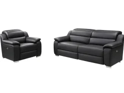 Vente-unique Set Zitbank + Fauteuil-Elektrische 3-Zitsrelaxbank Arena Iii Van Leer - Noir