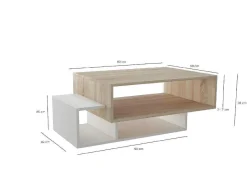 EPIKASA Salontafel-Elisa Koffietafel, Wit, Sonoma, 100X60X35 Cm,