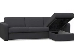 Vente-unique Slaapbank Met Matras-Express Hoekbedbank Flavien - Omkeerbare Hoek - Van Stof - Antraciet