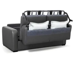 Vente-unique Slaapbank Met Matras-Express 3-Zits Bedbank Van Leer Bevis - Grijs