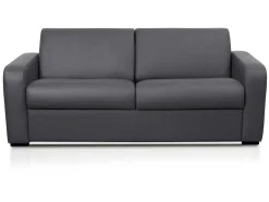 Vente-unique Slaapbank Met Matras-Express 3-Zits Bedbank Van Leer Bevis - Grijs