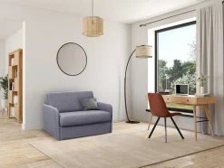 Vente-unique Uitklapbare Fauteuil-Express-Converteerbare Fauteuil In Stof Nadoa - Bed 100Cm - Lichtgrijs