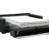Vente-unique Slaapbank Met Matras-Express-Driezitsslaapbank Van Groen Ribfluweel - Bed 140 Cm - Matras 18 Cm - Mondovi