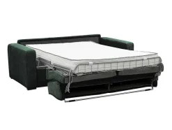 Vente-unique Slaapbank Met Matras-Express-Driezitsslaapbank Van Groen Ribfluweel - Bed 140 Cm - Matras 18 Cm - Mondovi