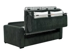 Vente-unique Slaapbank Met Matras-Express-Driezitsslaapbank Van Groen Ribfluweel - Bed 140 Cm - Matras 18 Cm - Mondovi