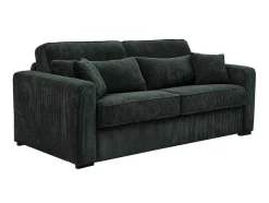 Vente-unique Slaapbank Met Matras-Express-Driezitsslaapbank Van Groen Ribfluweel - Bed 140 Cm - Matras 18 Cm - Mondovi