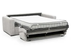 Vente-unique Slaapbank Met Matras-Express-Driezitsslaapbank Van Beige Ribfluweel - Bed Met Brede Latten 140 Cm - Matras 18 Cm - Mondovi